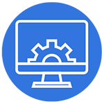 computer monitor with gear on screen