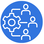 a gear with line connecting people